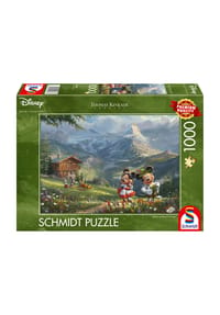 Schmidt - Thomas Kinkade Studios Disney Puzzle "Mickey & Minnie in den Alpen", 1000 Teile - 