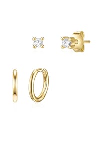 GLANZSTÜCKE MÜNCHEN - Damen Set (Ohrringe 2er) aus 925/- Sterling Silber in Gelbgold mit Zirkonia - gelbgold