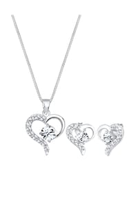 elli. - Schmuckset Herz Kristalle Edel 925 Silber - Weiß