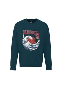 OLDSKULL - Sweatshirt Asian Big W Vintage Logo Graphic mit angesagtem Wellen-Print - Black