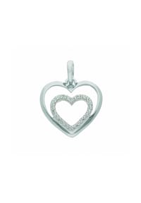 Adelia's - 333 Weißgold Anhänger Herz mit Zirkonia - silber