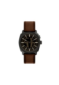 FOSSIL BIG TIC - Fossil Herrenuhr Machine Big Tic mit braunem Lederarmband, FS6165 - Schwarz