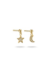 Thomas Sabo - Ohrstecker Mond und Stern mit weißem Zirkonia - gelbgoldfarben