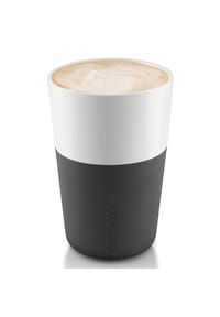 eva solo - Caffé Latte-Becher, Porzellan/Silikon, Schwarz, 360 ml, 2er-Set - Schwarz