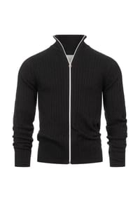 KRONSTADT - Strickjacke KSCable Zip - Black