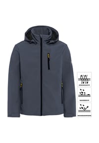 GLOBETROTTER - Softshelljacke, Kapuze, für Herren - BLACK