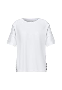 STREET ONE STUDIO - T-Shirt, Knöpfe, für Damen - 10000 WHITE