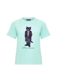 cat e lolette - Blaues T-Shirt Rockerkatze - blau