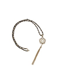 Steuer Modeschmuck - Anhänger mit Kette Metall 15 Glasstein - schwarz
