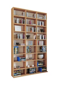 VCM. - Holzregal stehend | platzsparender CD-Schrank für 1080 CDs oder 504 DVDs | Maße:  H. 181 x B. 102 x T. 23 cm | Elegantes DVD Regal stehend | Blu-Ray Regal | CD Regal  Megosa XL - Anthrazit / Honig-Eiche