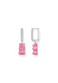 Thomas Sabo THOMAS SABO x HARIBO - Einzel-Creole mit pinkem Goldbären-Anhänger in Midiversion - silberfarben, pink