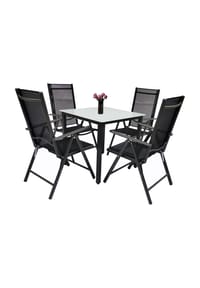 VCM. - 5-tlg Gartenmöbel Set | Sitzgruppe Essgruppe | 1xTisch, 4x Stühle | Tisch Maße ca. H. 76 x B. 80 x T. 80 cm | Garten Set – Stühle 80 MA - Anthrazit