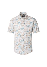 CASAMODA - Herren Leinenhemd Kurzarm Print Casual Fit - Beige