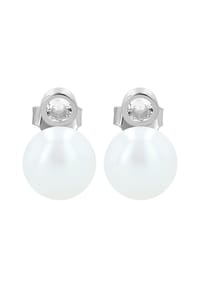 Adelia's - Damen 925 Silber Ohrringe Ohrstecker Perle silberfarben mit Süßwasserperle und funkelnden Zirkonia - silber