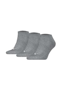 PUMA® - Unisex Sneakersocken, 3er Pack - Cushioned Sneaker 3P, Logo, einfarbig - Grau