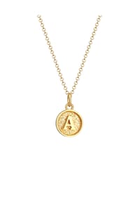 elli. - Halskette Buchstabe A Initialen Vintage Plättchen 925 Silber - Gold