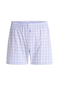 El Búho NOCTURNO® - Klassische Herren-Boxershorts, Popeline-Stoff, Baumwolle, kariert - hellblau