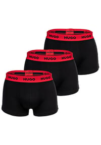 HUGO RED - Pants kurz, 3er-Pack, Logo-Bund, für Herren - 002 BLACK
