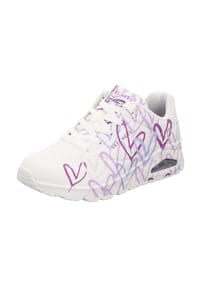SKECHERS® - Uno Sneaker "Spread The Love", Kunstleder, für Damen - WLPR WHITE DURABU