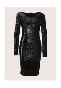 MADELEINE - Glamouröses Pailettenkleid mit Rundhalsausschnitt - schwarz