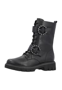 remonte® - Schnürstiefeletten, Blockabsatz, Leder, für Damen - 00 SCHWARZ/SCHWAR