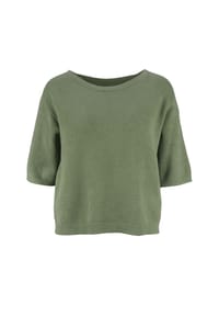 Seasons of April - Damen MILENA Shirt Strickshirt Kurzarm Oversize Weich Made in Italy Sommerpullover - Creme