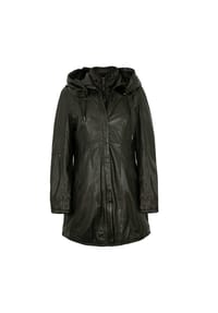 JILANI - Damen Ledermantel Weste Lammnappa schwarz - schwarz