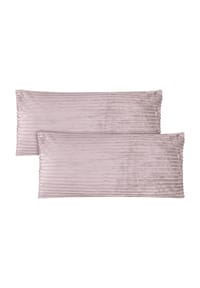 Aspero® - 2 Kissenbezüge aus Streifen-Flanell 40x80 cm Mendoza - Dunkelgrau