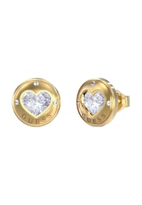 GUESS ROLLING HEARTS - Damen Ohrstecker, Edelstahl - GELBGOLD