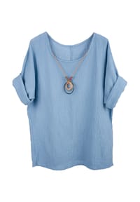 Seasons of April - Bluse VANESSA MUSSELIN OVERSIZED Damen Musselinbluse, leicht & luftig, inkl. individueller Kette - Beige