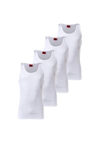 HUGO - Herren Unterhemd, 4er Pack - Tank Top, Doppelripp, Cotton Stretch - Schwarz