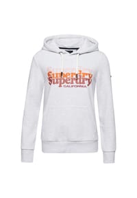 Superdry. - Kapuzenpullover Sweatshirt Hoodie mit Print - hellgrau