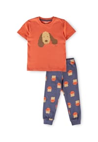 sigikid® - Pyjama Kinder Schlafanzug ,  für Babys und Kinder - hellblau/hellbraun/ lange Hose
