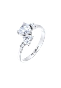 elli. - Ring Herz Zirkonia Weiß Verlobung 925 Sterling Silber - Gold