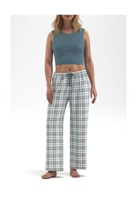 TOM TAILOR - Schalafanzug-Hose, Baumwolle, für Damen - 324 GRÜN-MITTEL