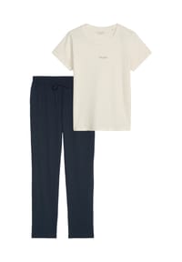 Marc O'Polo - Schlafanzug Cotton - Dunkelblau / creme