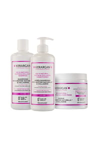 KERARGAN - Volumen-Trio Shampoo, Conditioner & Maske mit Biotin & Kollagen - weiß