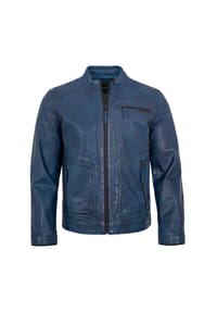 JILANI - Herren Lederjacke Lammnappa blau - dunkelblau