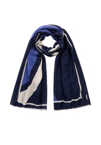 olsen - Schal mit Panneaux-Print und offener Kante - Ink Blue