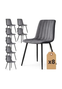 Akord - Livo Gesteppte Esszimmerstühle aus Samt, 8er-Set - beige