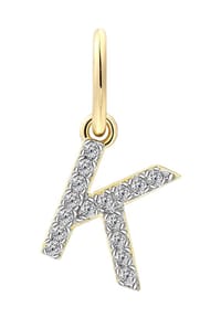XENOX - Damen Anhänger Buchstabe K, 925er Silber - GELBGOLD