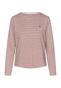 MANGUUN - Schlafshirt, Langarm, gestreift, für Damen - ANTHRA MELANGE