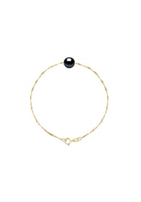 Pearls & Colors - Singapur-Armband mit Süßwasser-Zuchtperle, 8-9 mm - Gelbgold/Schwarz