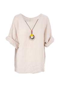 Seasons of April - Bluse Oversized Lina Weit geschnittene Damen Leinenbluse - Beige