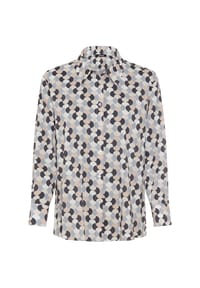 olsen - Bluse mit Allover-Dessin und Hemdblusenkragen - Almond Beige