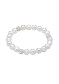 Luluandjane - Damen Armband aus Muschelkernperle in Weiß mit Zirkonia und Muschelkernperle - weiß