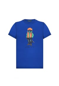 cat e lolette - Blaues T-Shirt mit Katzenmotiv - blau