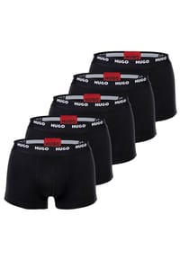HUGO - Herren Boxer Shorts, 5er Pack - Trunks Five Pack, Logo, Cotton Stretch - Schwarz