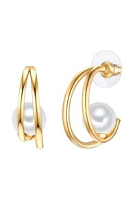 YOKOAMii - Damen Ohrringe aus Metall-Legierung in Gelbgold mit Muschelkernperle - gelbgold