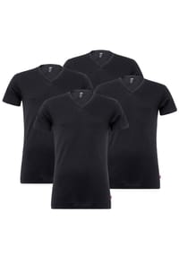 Levi's® - Herren T-Shirts, 4er Pack - V-Ausscnitt, Kurzarm, einfarbig - Schwarz
